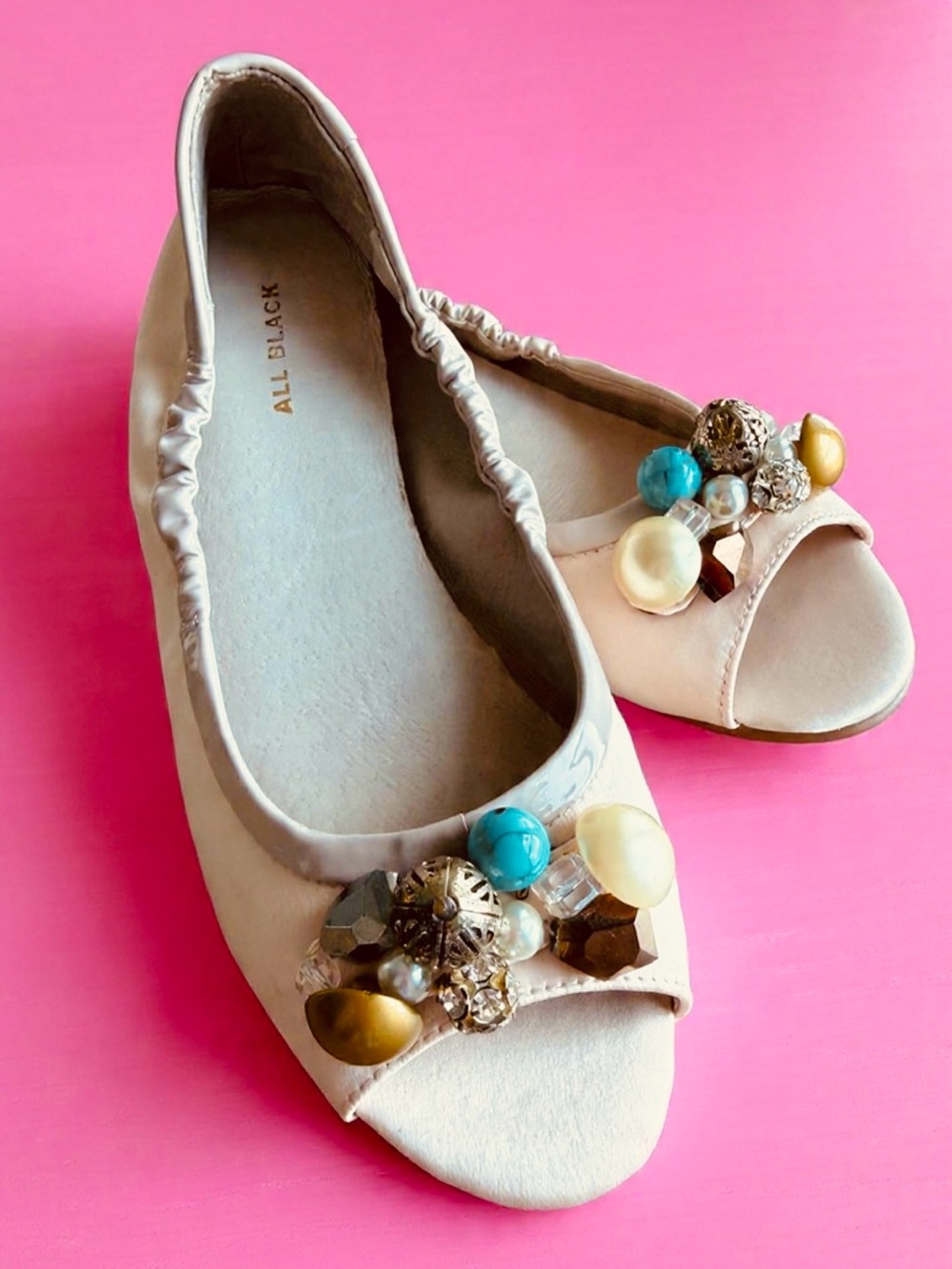 ❤️Embellished Peep-Toe Ballet Flats Size 7❤️